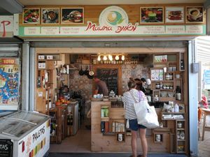 Our beautiful sign at Mauna - Vegan Kitchen in Mitzpe Ramon