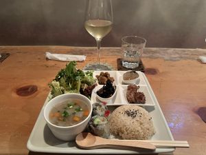 Vegan combo set (dinner) with white wine!   at Nobister in Nagasaki