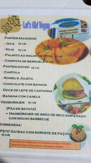 menu  at Pastelaria da Ione in Joao Pessoa