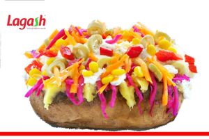 kumpir, baked patatoes. Feel free to compose your own combinations. at Lagash in Genk