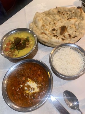 Tikka (too sweet) kofta curry and garlic naan  at Vasai in Malvern