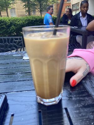 Iced caramel latte  at Moose Coffee in Manchester