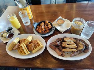 Brunch date! My gravy and maple syrup was on the way at The Wild Chive in Long Beach