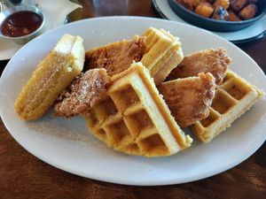 Chick'n & waffles 😽 at The Wild Chive in Long Beach