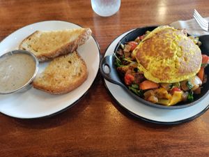 Wendy's Breakfast Skillet! Comes with toast at The Wild Chive in Long Beach