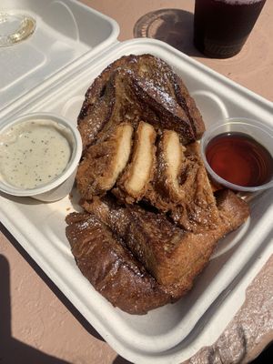 French toast and ‘chicken'  at The Wild Chive in Long Beach