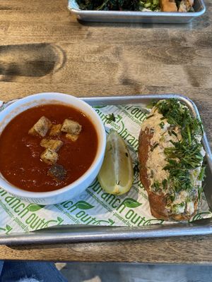 This is the Lobster Roll with the Creamy Tomato Soup! Yummy! at Branch Out in Paducah