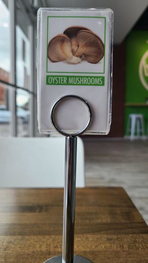 Instead of numbers for your order you get a vegan ingredient sign at Branch Out in Paducah