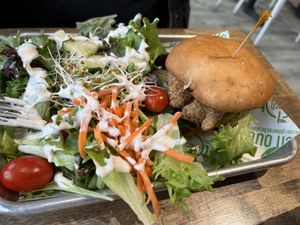 Fried chicken sandwich (soy chicken)   at Branch Out in Paducah