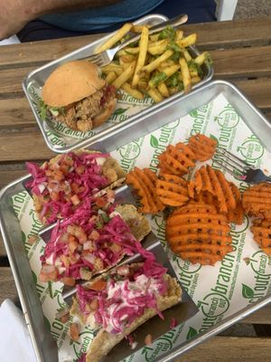 Oyster Po Boy and Hearts of Palm Fish tacos  at Branch Out in Paducah