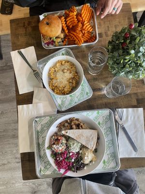 Oyster Mushroom burger, Mac and cheese, gyro bowl  at Branch Out in Paducah
