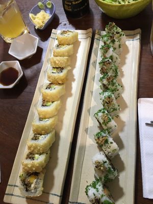 Tempura roll and Flama roll  at Helecho in Medellin