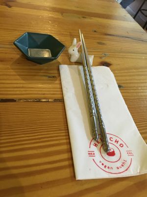 Cute! I like that they use reusable chop sticks.  at Helecho in Medellin