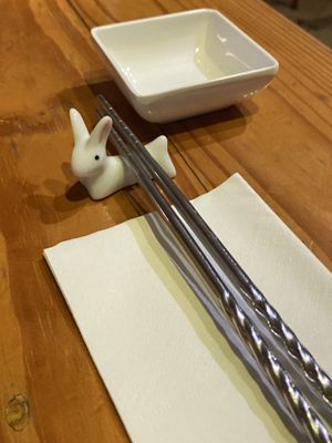 Cute chopsticks holder  at Helecho in Medellin