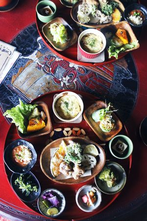 Lunch plate with seasonal vegetables at Nyabinghi in Ikoma