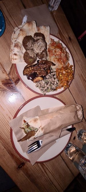 Falafel wrap and plate at The Chickpea in Crete