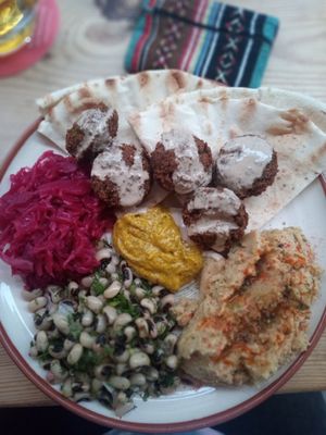 Falafel plate at The Chickpea in Crete