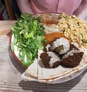 Falafel plate with bulgur at The Chickpea in Crete