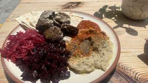 Spicy falafel plate - about 7€  at The Chickpea in Crete