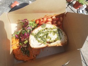 Vegan breakfast at Good Vibes Cafe in Falmouth