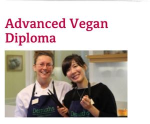 vegan diploma course website at Demuth's Cookery School in Bath