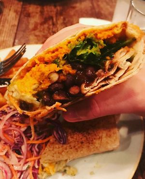 Close up of vegan burrito wrap at Lounges - Palacio Lounge in Falmouth