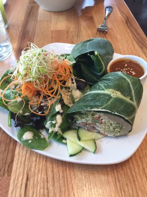 the Living Burrito - a raw Collard Wrap! at Living Kitchen in Chapel Hill