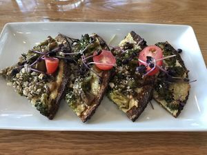 Broccoli Mushroom Pizza at Living Kitchen in Chapel Hill