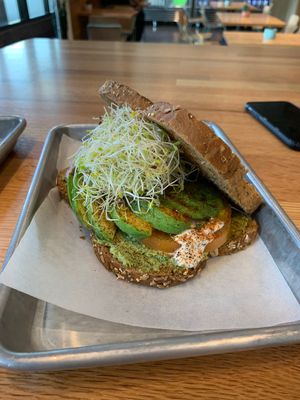 Basil avocado sandwich at Living Kitchen in Chapel Hill