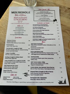 Restaurant Lunch Menu at Hole Foods Deli & Cafe in Mousehole