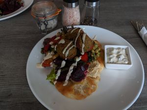 Vegan falafel salad at Hole Foods Deli & Cafe in Mousehole