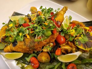 Faux fish made with Upton's naturals banana blossoms  at Casa Yari in Chicago