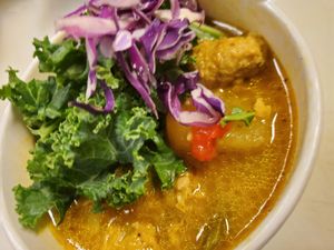 Vegan sausage & turnip soup (keto friendly) at Casa Yari in Chicago