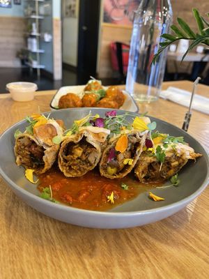 Vegan empanadas with stew shredded hearts of palm   at Casa Yari in Chicago