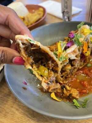 inside vegan empanada   at Casa Yari in Chicago