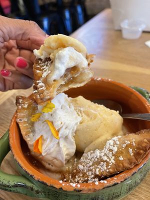 Pineapple Tajin Empanadas Sundae  at Casa Yari in Chicago