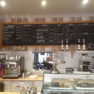 Menu board  at The Road Shack Cafe in Peacehaven