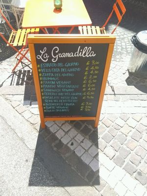 outside chalkboard at La Granadilla in Forli