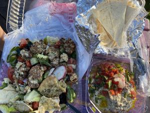 Salad with roasted cauliflower, & baba ganouj at McBani Authentic Lebanese Cuisine in Seaside