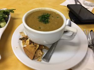 lentil soup bowl at McBani Authentic Lebanese Cuisine in Seaside