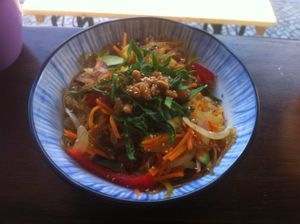 Sweet potato noodles with veggies and shiitake at Bada in Berlin