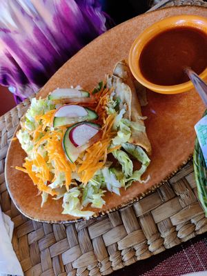 Vegan potato tacos (ask for additional veggies inside) at Mi Loreto in Loreto
