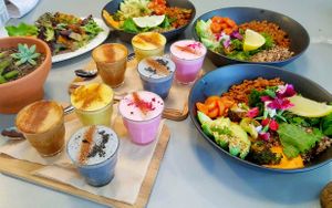 specialty lattes and nourish bowls  at LYV in Brisbane