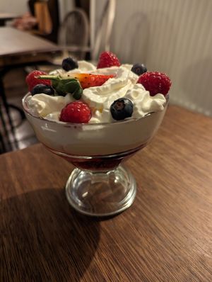 Raspberry trifle at The Walnut Tree in Eye