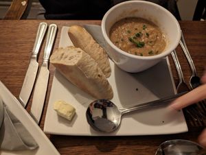 Curried parsnip soup of the day at The Walnut Tree in Eye