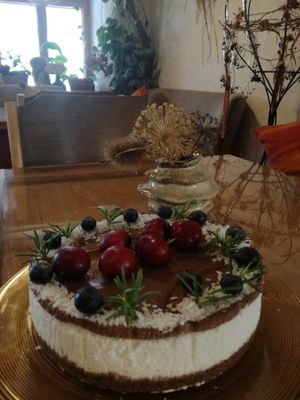 Vegan, sugarfree, raw bountycake at Beguta Taimetoidukohvik in Haapsalu