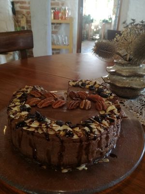 Vegan, sugarfree, raw rumchocolatecake at Beguta Taimetoidukohvik in Haapsalu