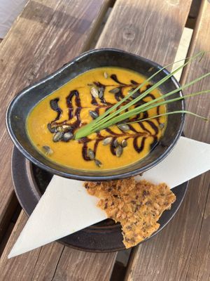 Carrot ginger soup  at Beguta Taimetoidukohvik in Haapsalu