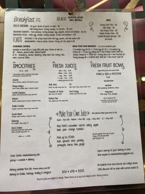 Menu  at Sweet and Savory in Dobbs Ferry