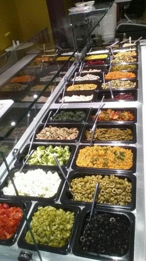 glass counter at The Best Kumpir in Hamburg